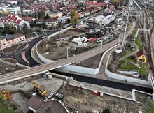 Nowe skrzyżowanie bezkolizyjne przy ul. Kolejowej w Nowym Sączu, widok z lotu ptaka, fot. Krzysztof Dzidek (4)