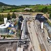 Plac budowy w miejscu drążenia tunelu kolejowego pod Pisarzową, widok z lotu ptaka, fot. Piotr Hamarnik