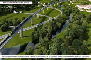 Wizualizacja estakady kolejowej KM 43 w miejscowości Limanowa na linii kolejowej nr 104 Chabówka - Nowy Sącz