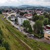 Widok z lotu ptaka na stację kolejową Limanowa, fot. Piotr Hamarnik