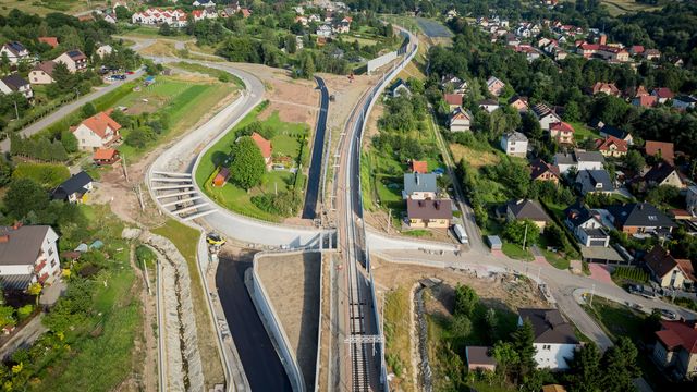 Wiadukt kolejowy w Limanowej - widok z góry