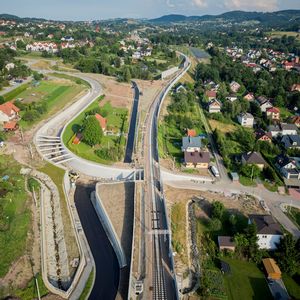 Wiadukt kolejowy w Limanowej - widok z góry