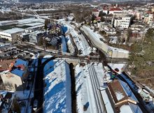 Ściana oporowa przy ul. Kościuszki w Nowym Sączu, widok z lotu ptaka, fot. Krzysztof  Dzidek